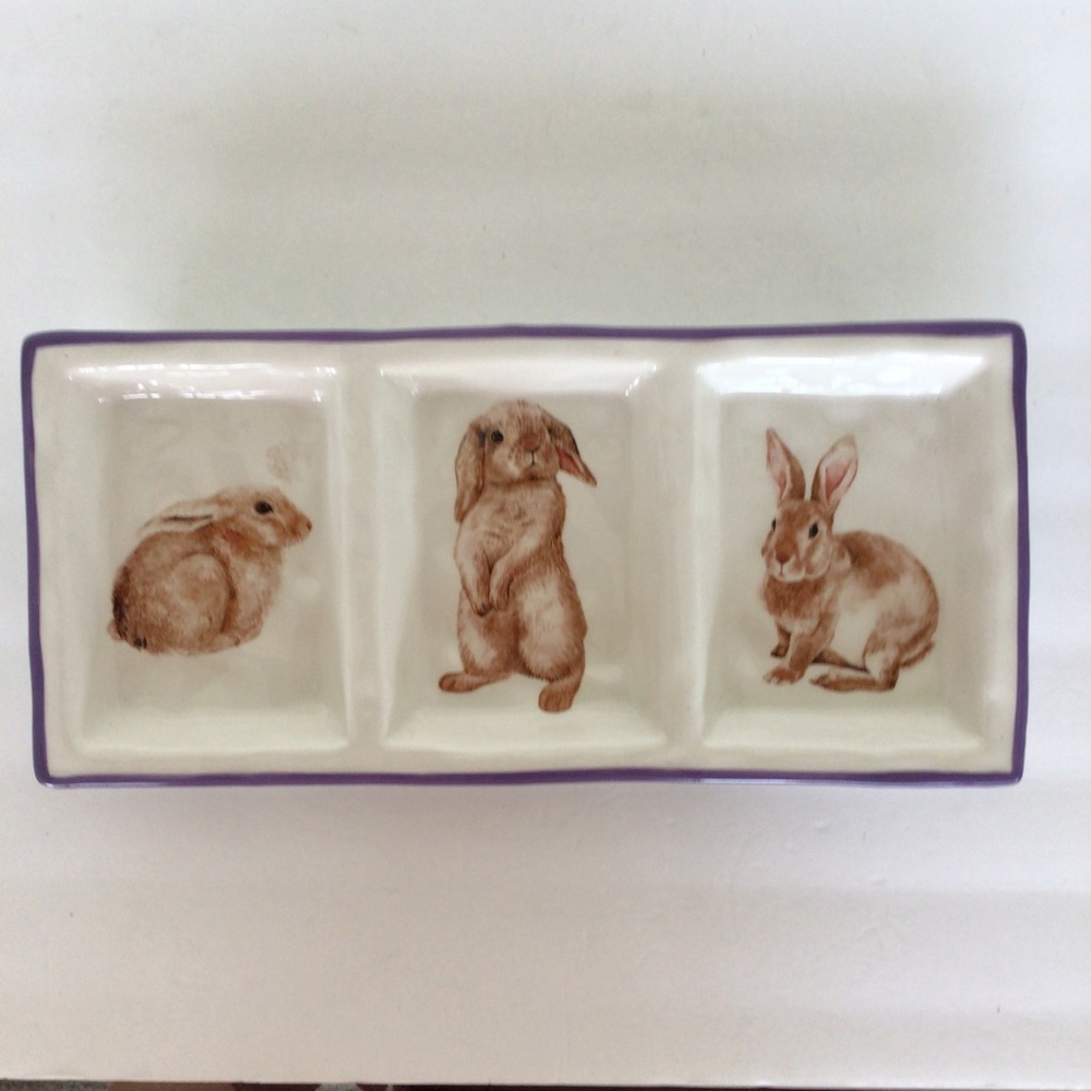CERAMIC BUNNY SERVING TRAY NWT